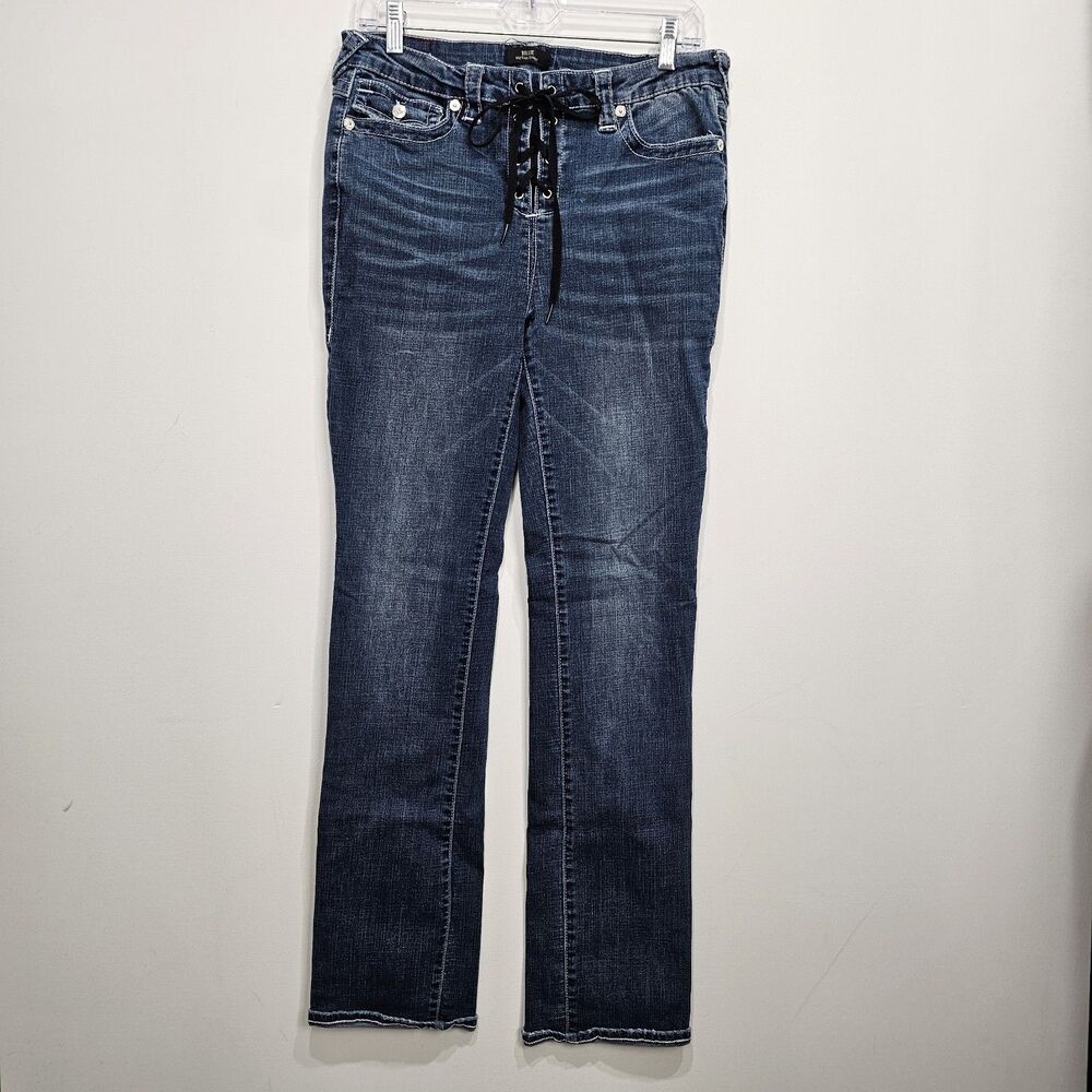 True Religion Billie Mid-Rise Straight  Lace-Up Jean Size 30